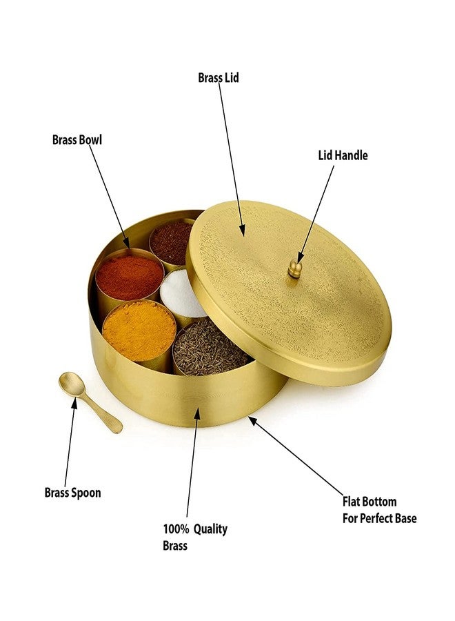 YRK Brass Spice Box Set For Kitchen 8 Inch with 50 Ml Capacity Brass Masala Box For Kitchen Masala Dani Masala Container Masala Dabba | Jewellry Box (8) - Image 2